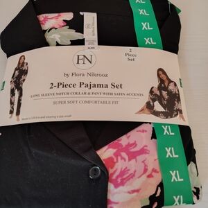 Flora Nikrooz Black and Pink 2-Piece Pajama Set